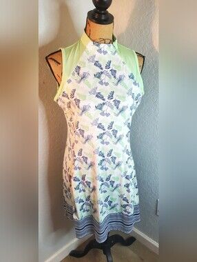 Tee Time Sleeveless Tropical Leaf Golf Print Dress